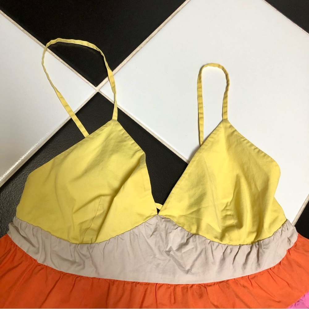 Staud Olympia Colorblock Spaghetti Strap Flowy Tank Top Multi Baby Blue Pink szM - Picture 8 of 14